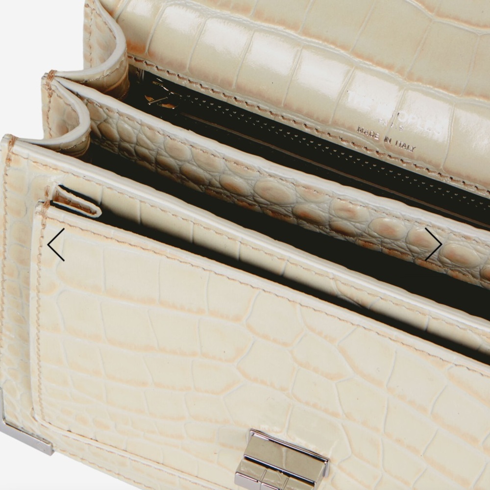 THE KOOPLES LEATHER EMILY BAG ecru MOCK CROC - Picture 6 of 9